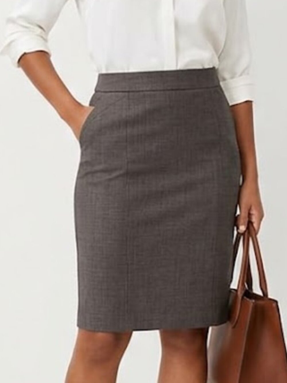 Ann Taylor Gray Virgin Wool Blend Pencil Skirt Size 8 Corporate Career